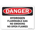 Signmission OSHA, Hydrogen Flammable Gas No Smoking or Open Flames, 14in X 10in Rigid Plastic, P-1014-L-19400 OS-DS-P-1014-L-19400